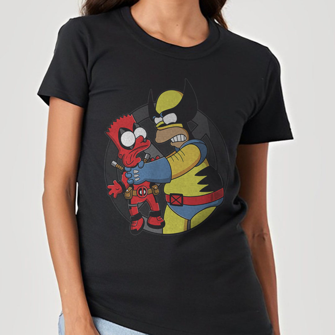 Deadpool e Wolverine em Os Simpsons | Camiseta Feminina