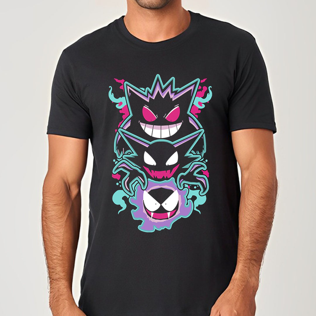 Nome do produto: Gastly, Haunter e Gengar - Pokemon | Camiseta Unissex