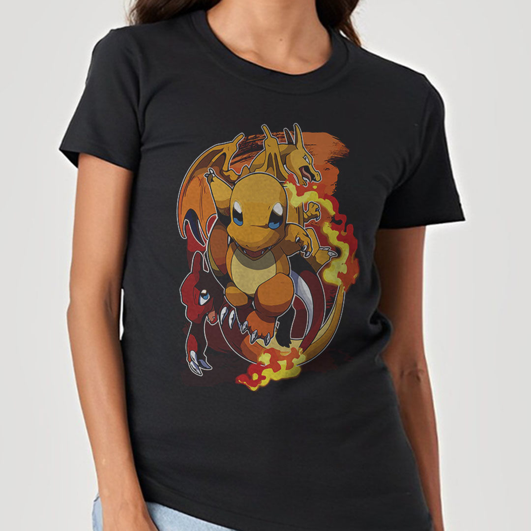 Charmander, Charmeleon e Charizard - Pokemon | Camiseta Feminina