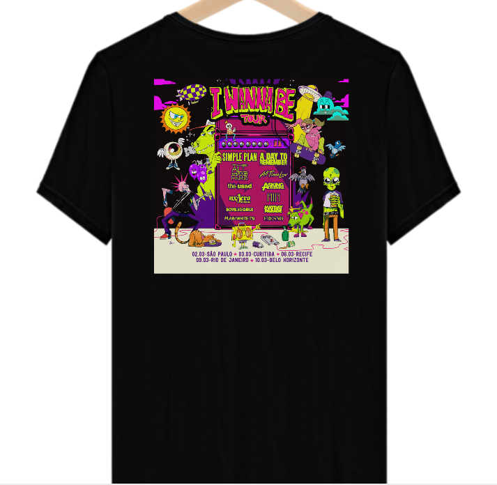 Camiseta I WANNA BE TOUR - 2024 - Simple Plan A Day To Remember Asking Alexandria ADTR All Time Low All American Rejects NX Zero Pitty Fresno