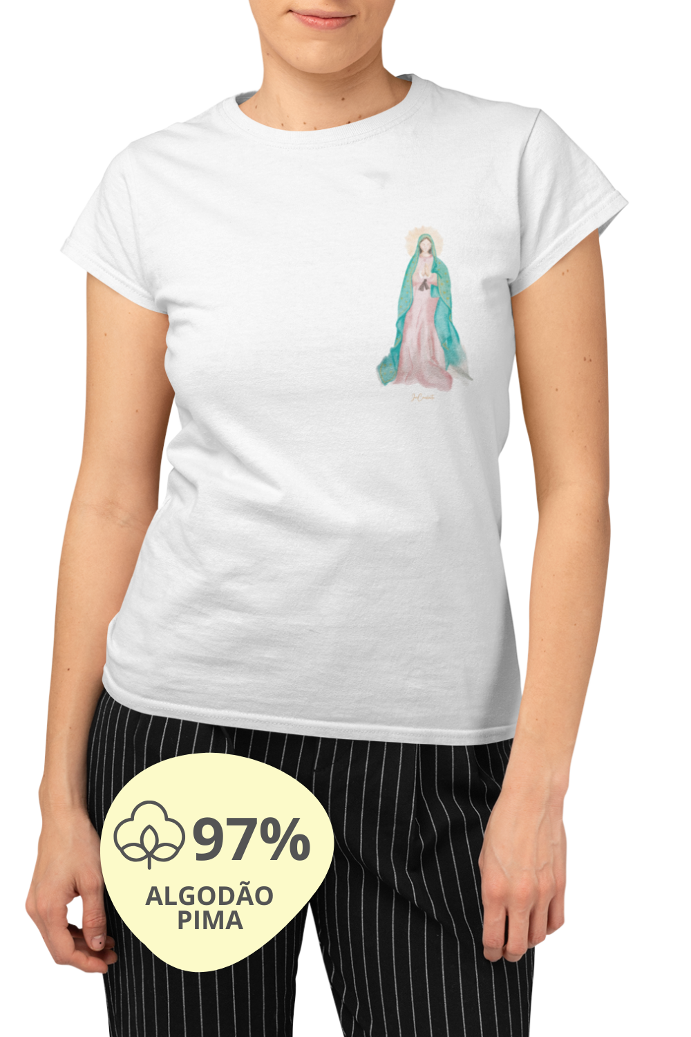 Camiseta Feminina Pima - Mãezinha de Guadalupe #01