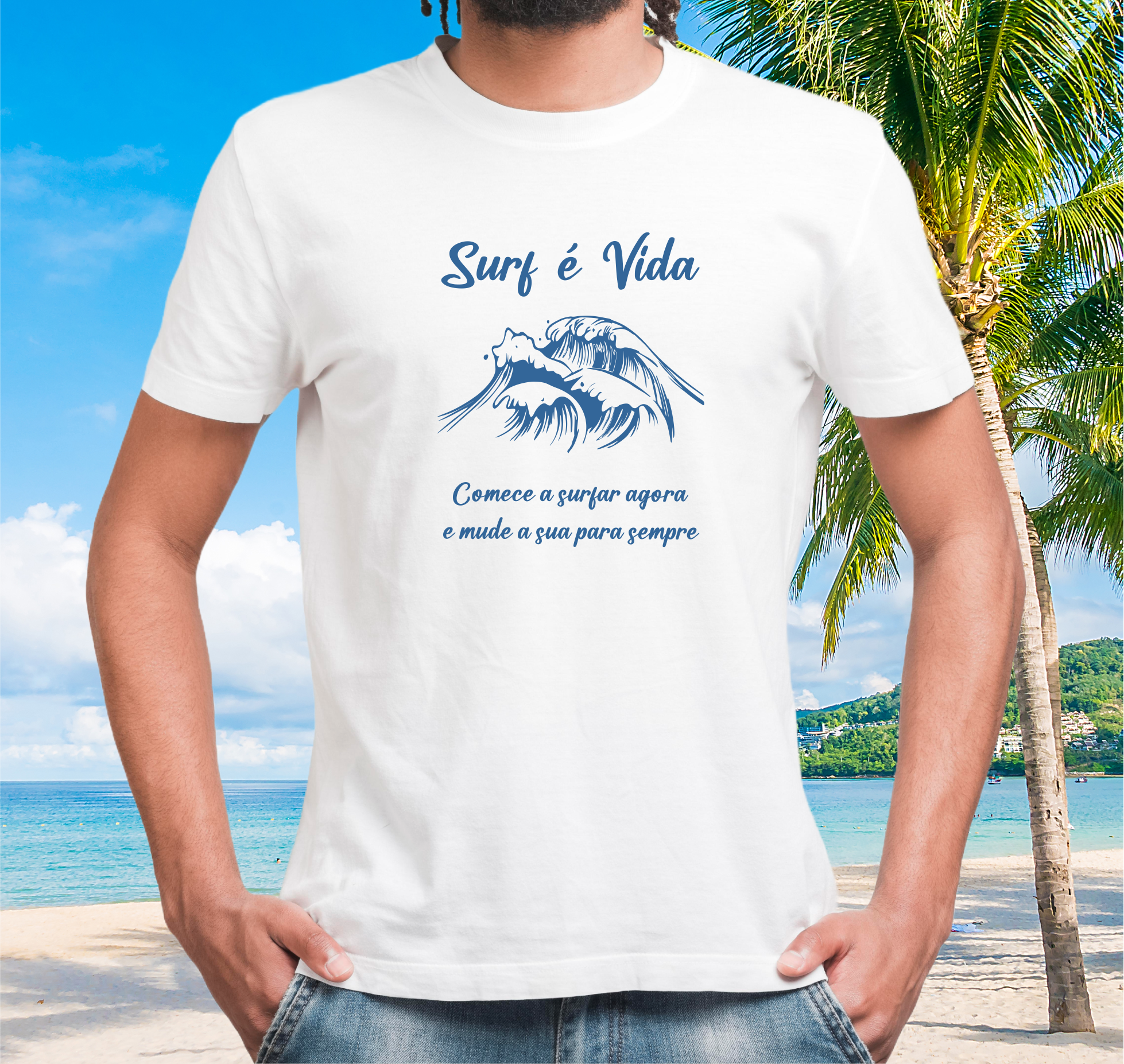 Camiseta Surf é Vida Frase - Ref 313