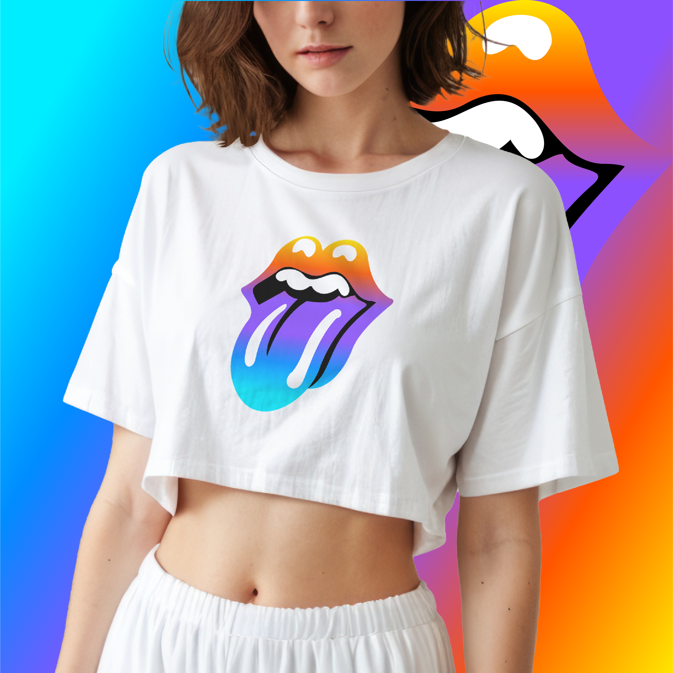 ROLLING STONES COLOR CROPPED FEMININO ADULTO