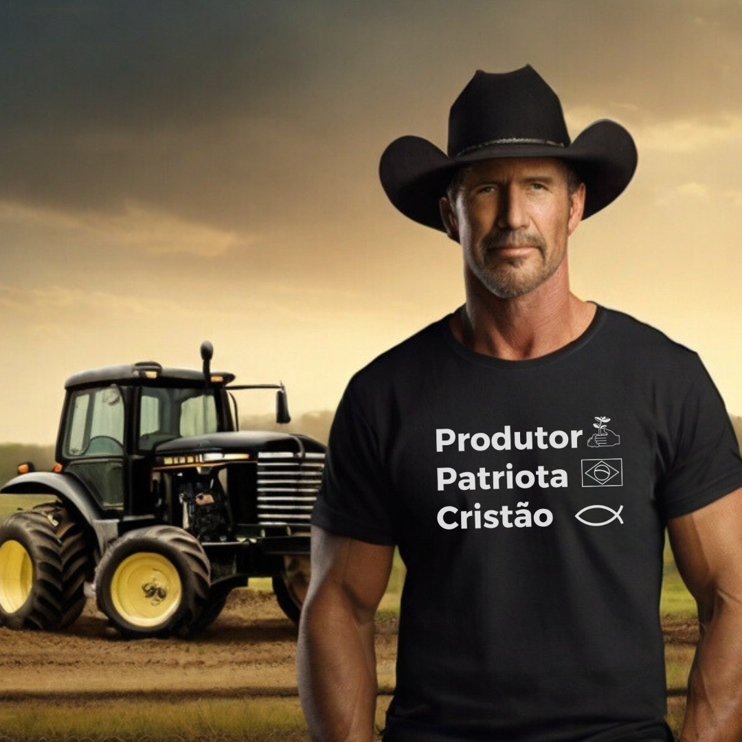 TSHIRT PRODUTOR PATRIOTA E CRISTÃO 