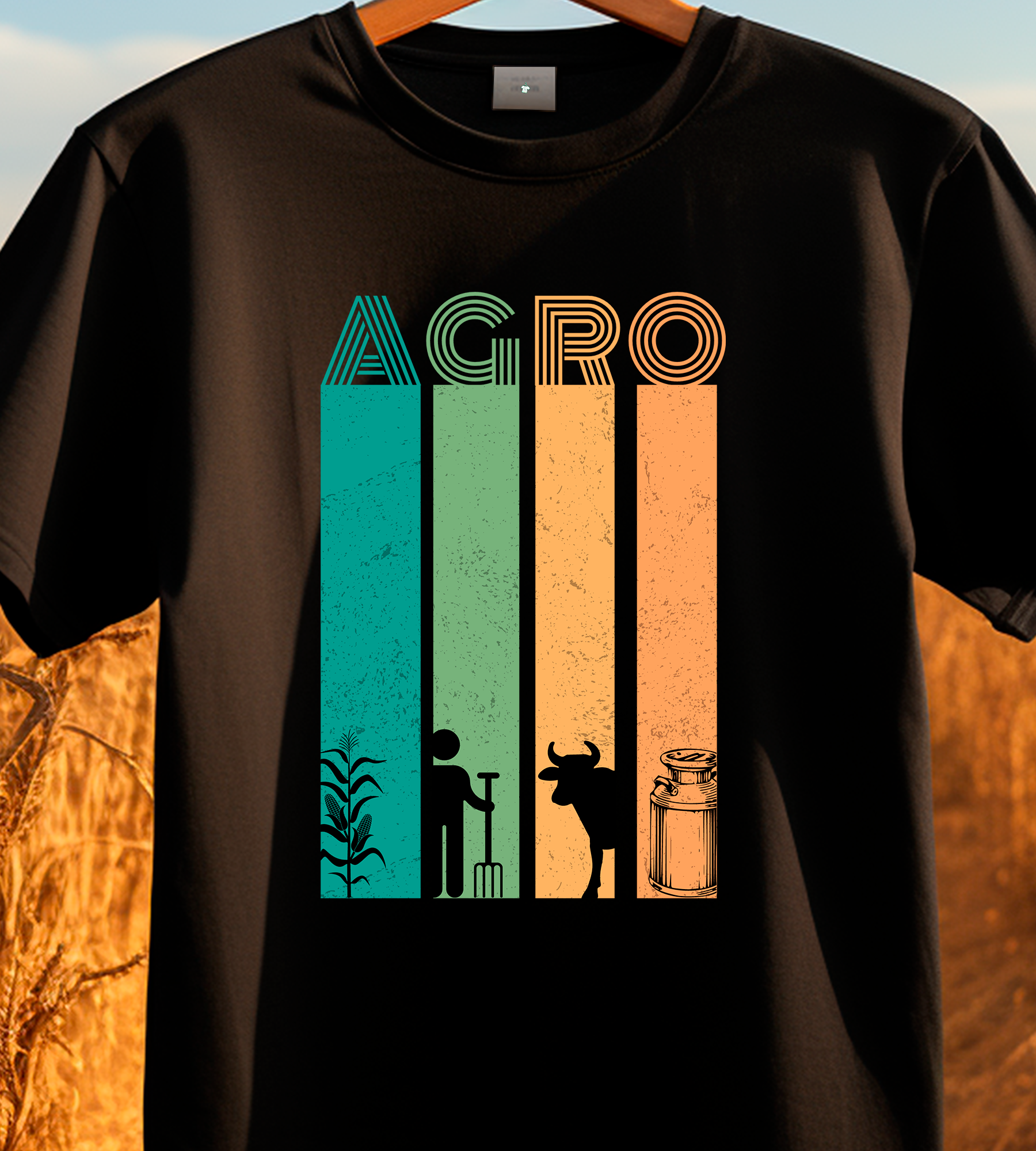 TSHIRT AGRO FAIXAS - PRETA