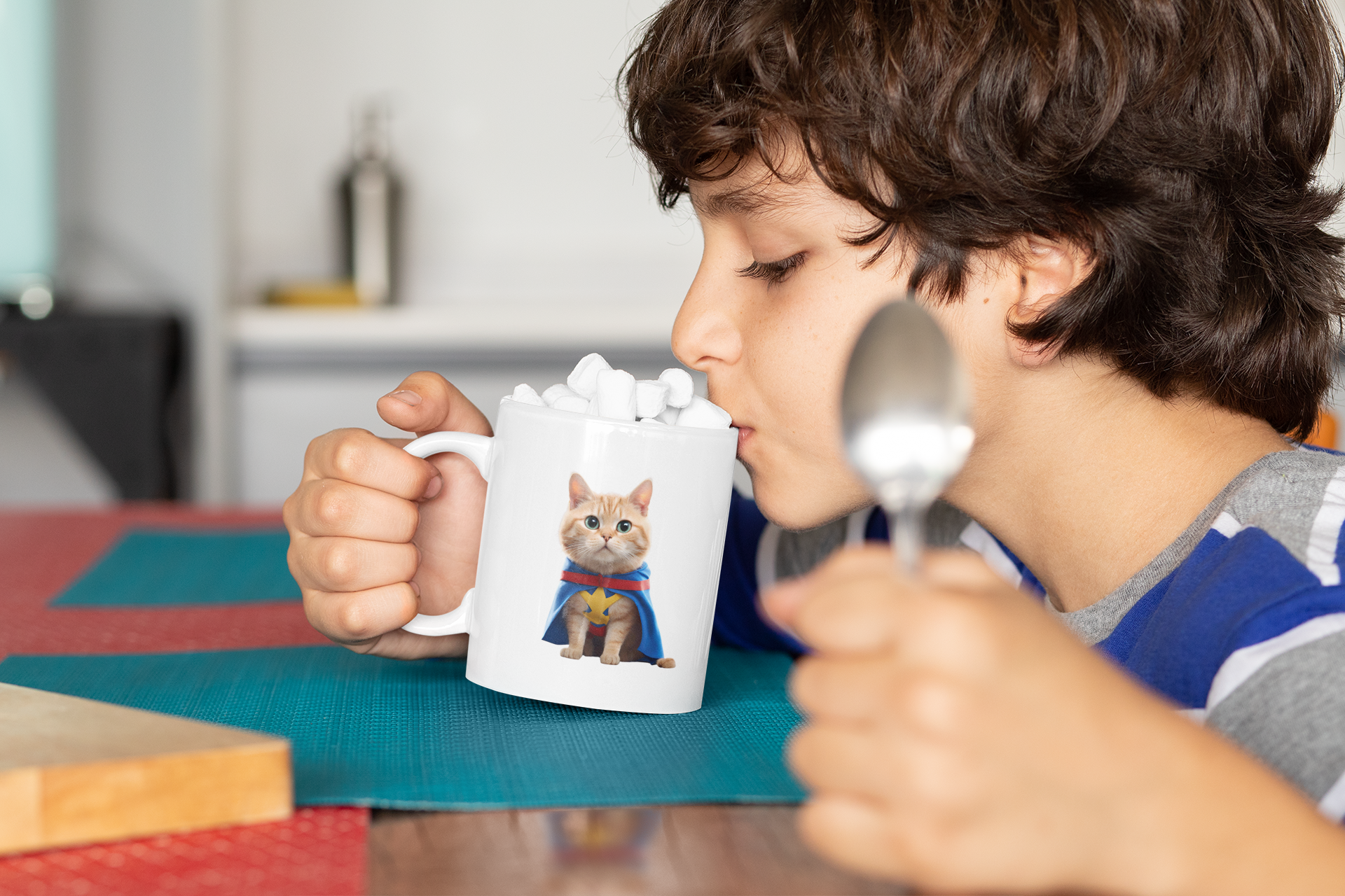 Caneca gato super herói