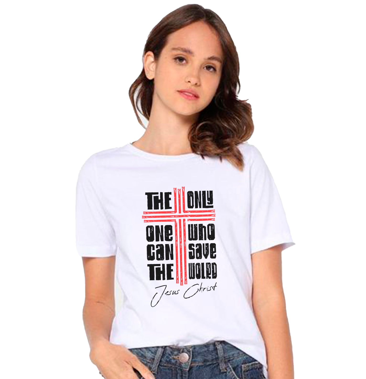 Camiseta Cristã : Só Jesus pode salvar o mundo / Unissex