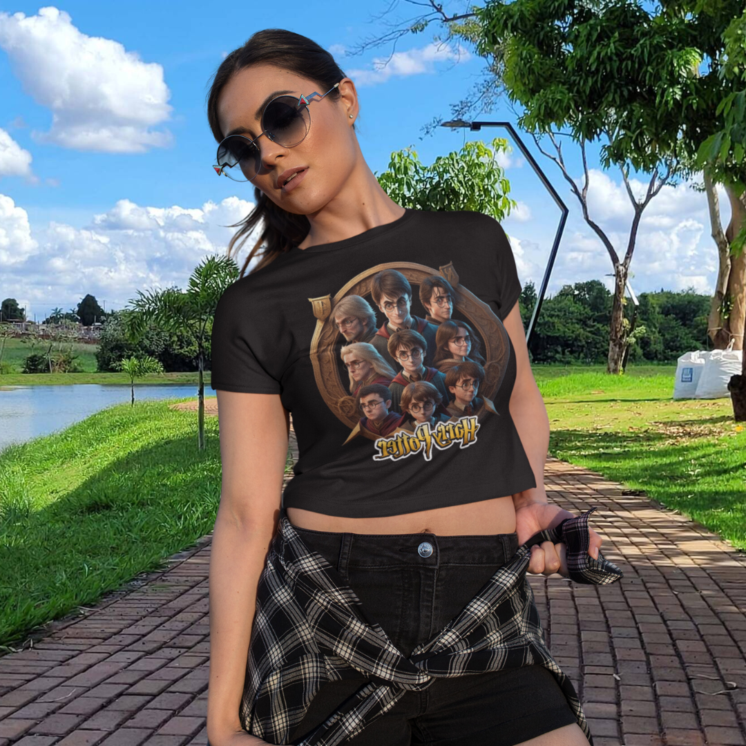 Camiseta feminina Baby look Harry potter