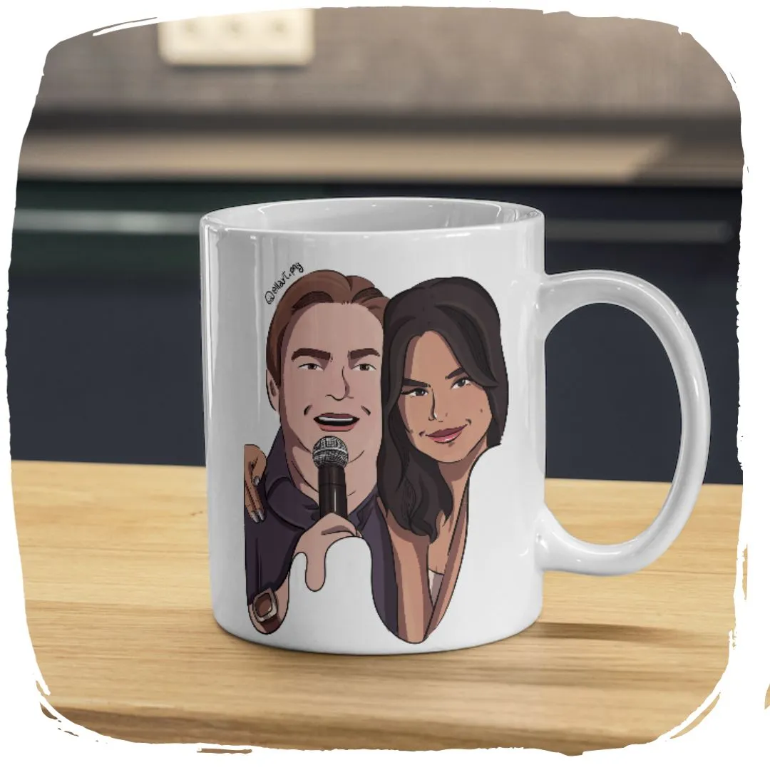 Nome do produto: Caneca 320ml Ellart Faustão e Selena Gomez