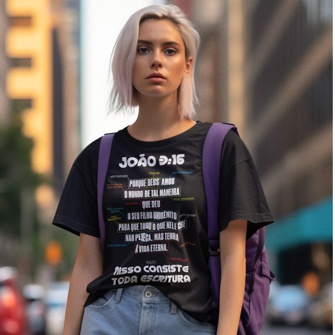CAMISETA Amor imensuravel João 3:16 (Camiseta Feminina)
