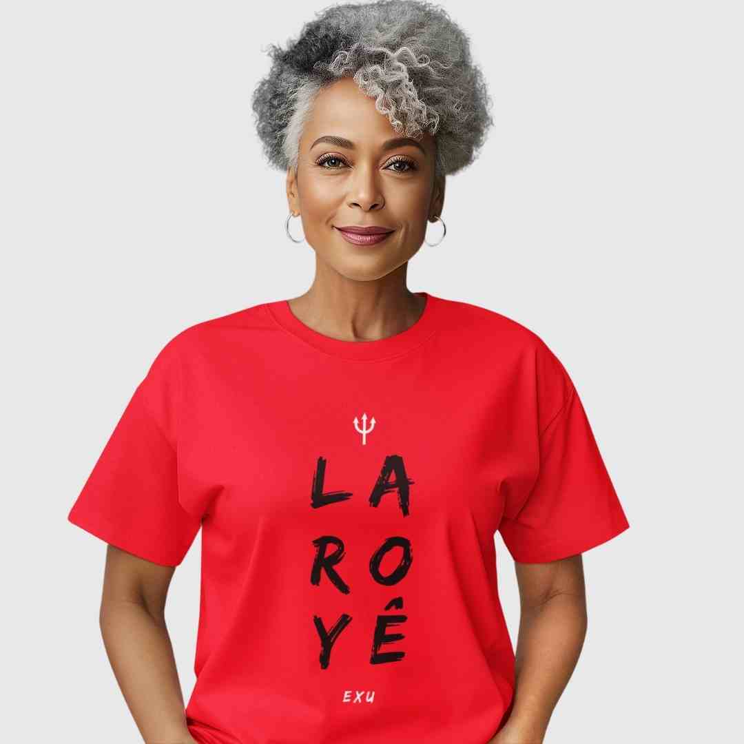 Camiseta Feminina Baby Long Laroyê Exu Alta Qualidade 100% Algodão Fio 30