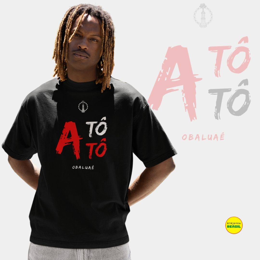 Camiseta Baby Long Unissex Obaluaê Saudação Atotô