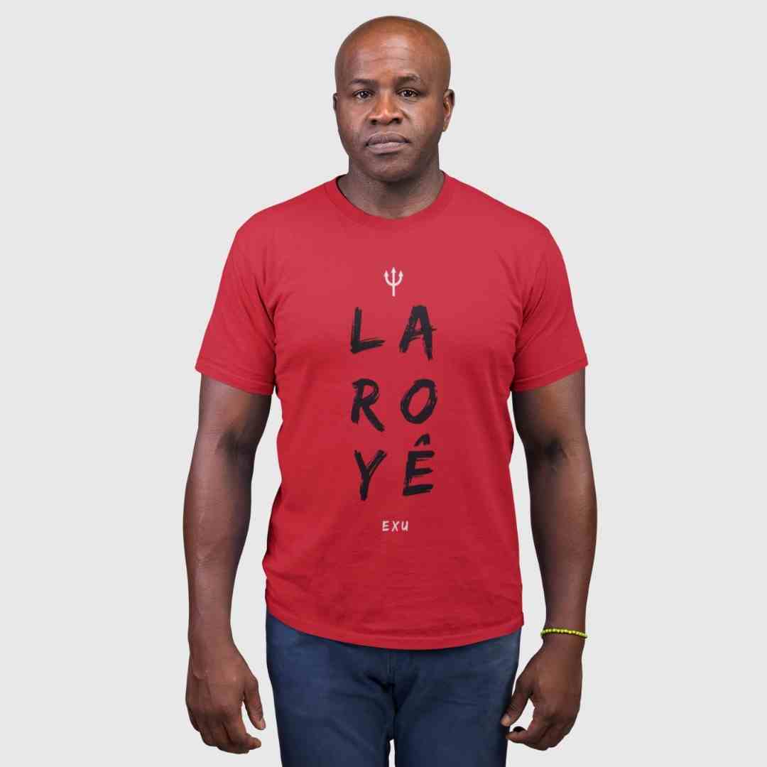 Camiseta Masculina Laroyê Exu Alta Qualidade 100% Algodão Fio 30