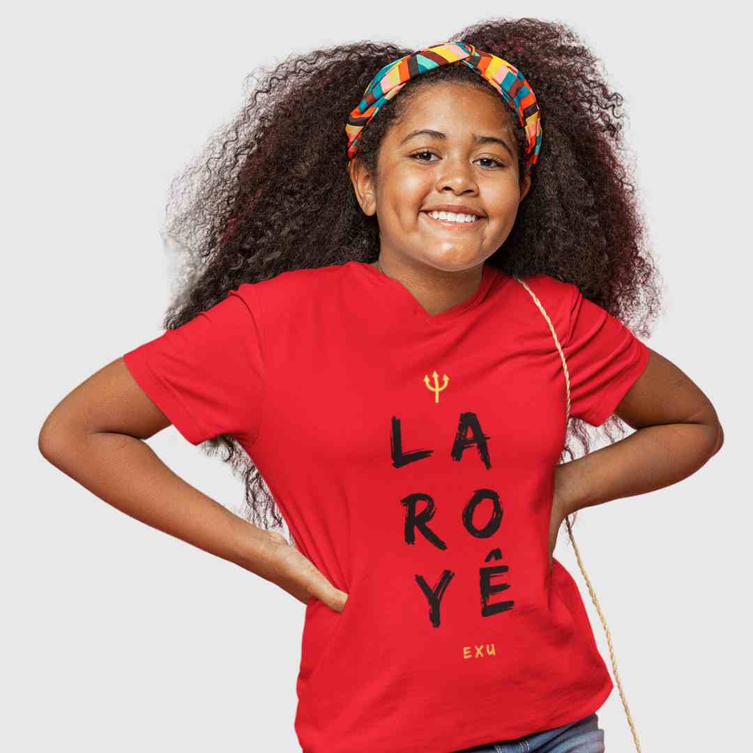 Camiseta Exu Infantil 2 a 8 Anos Laroyê Algodão Fio 30.1