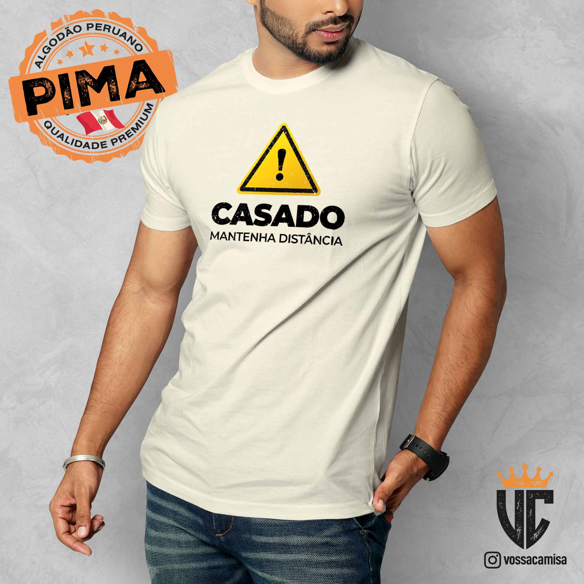 Camiseta Casado Mantenha Distância - Pima