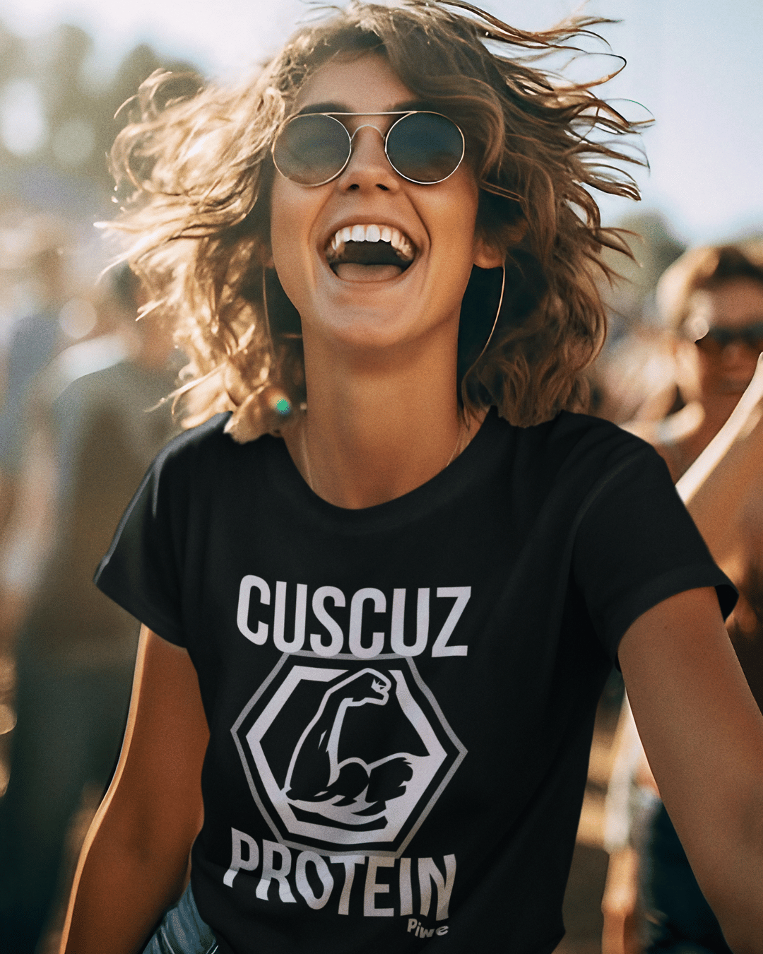 Camiseta Cuscuz Protein Baby Long Feminina (Estampa Branca)