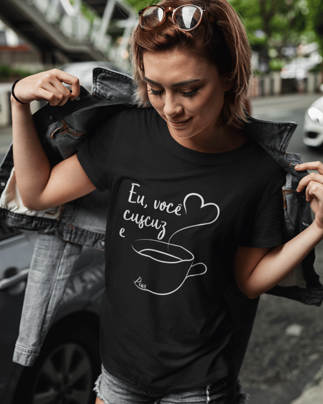 Camiseta Eu, Você, Cuscuz e Café Baby Long Feminina