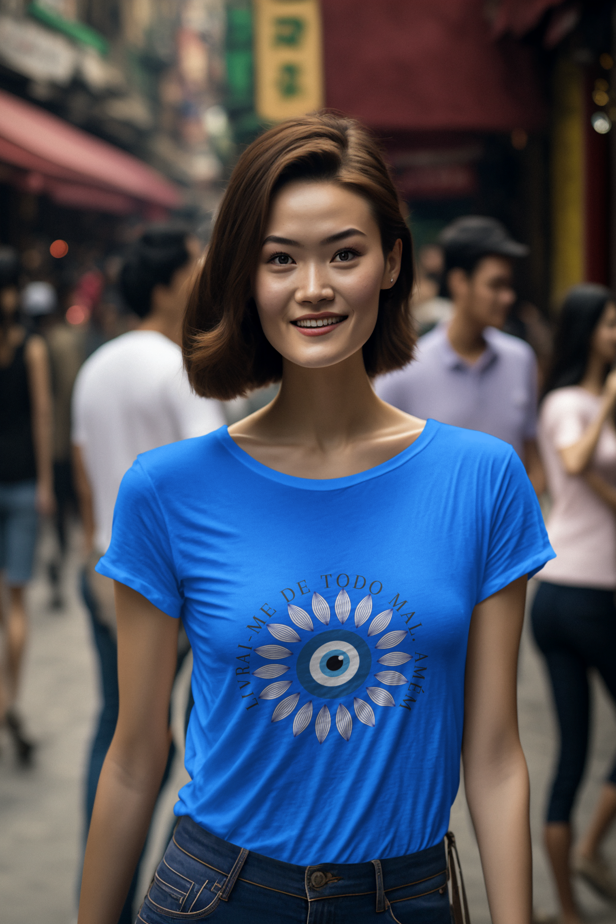 Camiseta baby long livrai-me de todo o mal