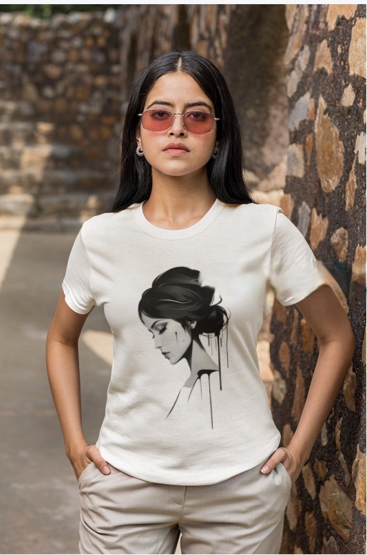 Camiseta Feminina Estampa Mulher De Tinta