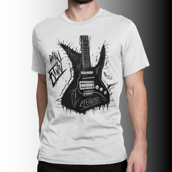 Camiseta Estampa Guitarra Grafite