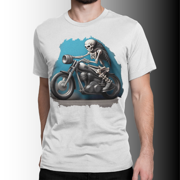 Camiseta Estampa Motoqueiro Esqueleto