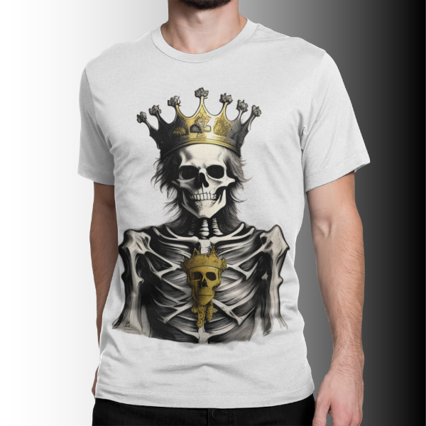 Camiseta Estampa Esqueleto Metaleiro King