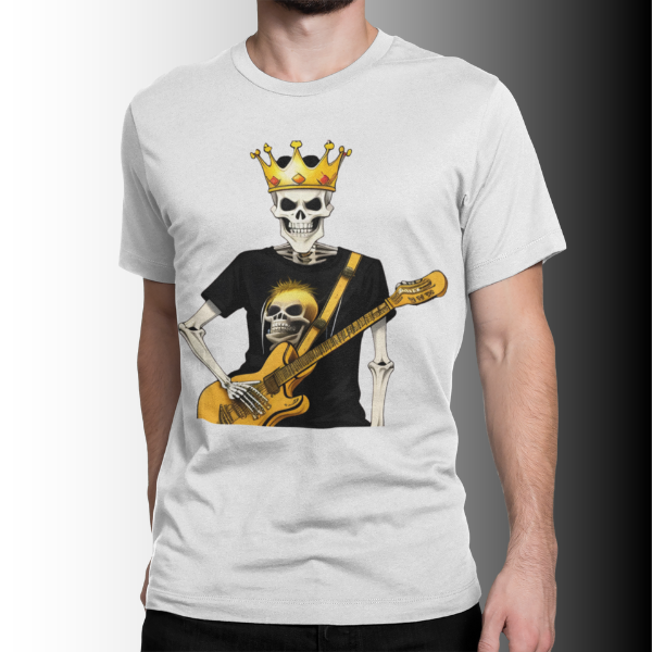 Camiseta Estampa Esqueleto King Guitarrista 