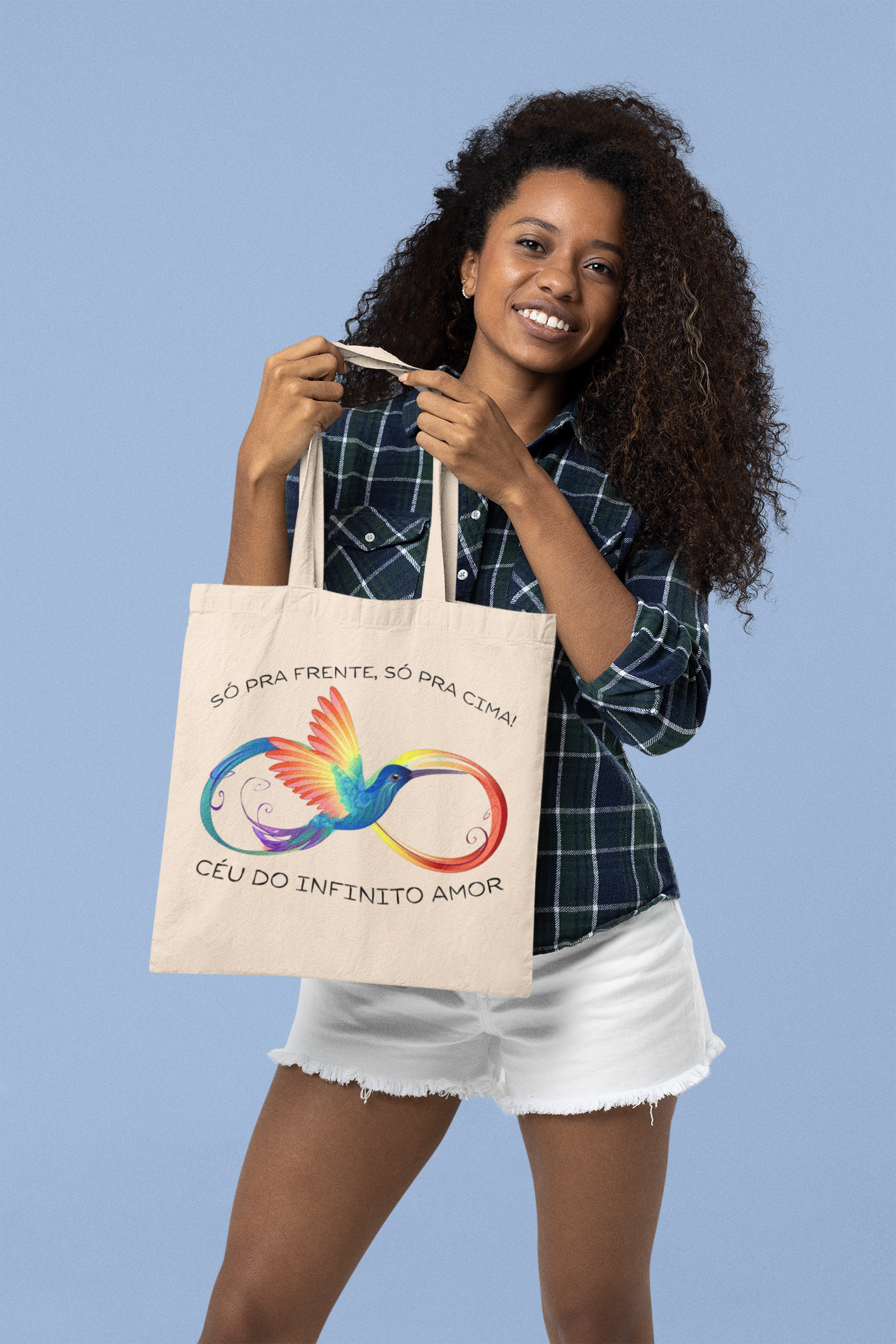 Ecobag Pássaro Beija Flor Rainbow Simbolo do Infinito Colorido