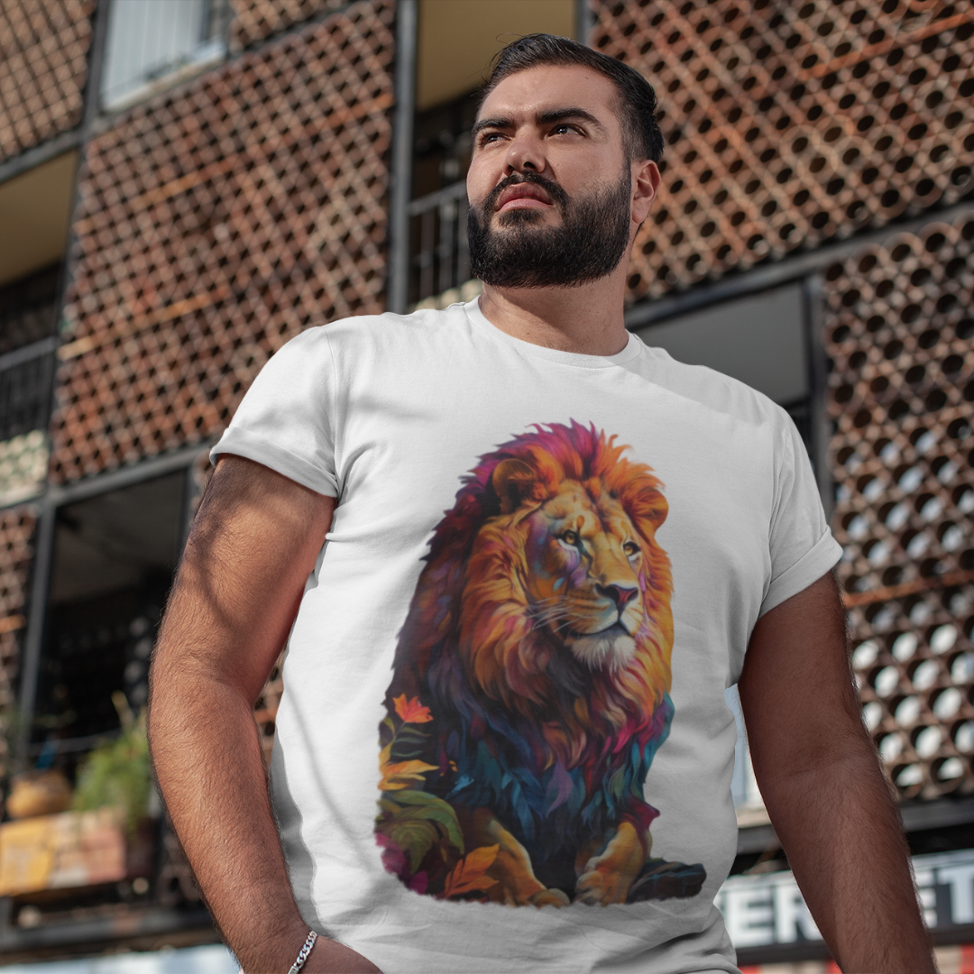Camiseta Leão Colorido - Plus Size