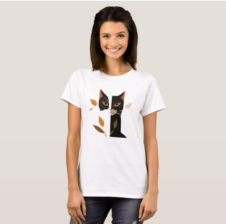 Camiseta Gatinho Branco 100% Algodão Qualidade Premium
