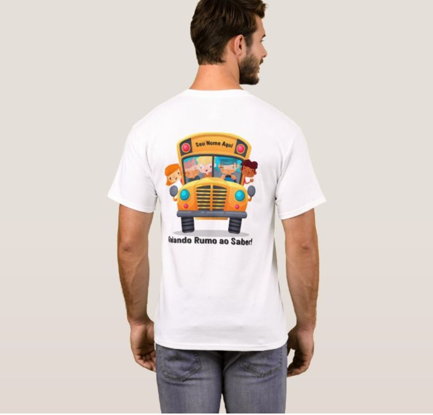 Nome do produto: Camiseta Transporte Escolar Personalizada !00% Algodão