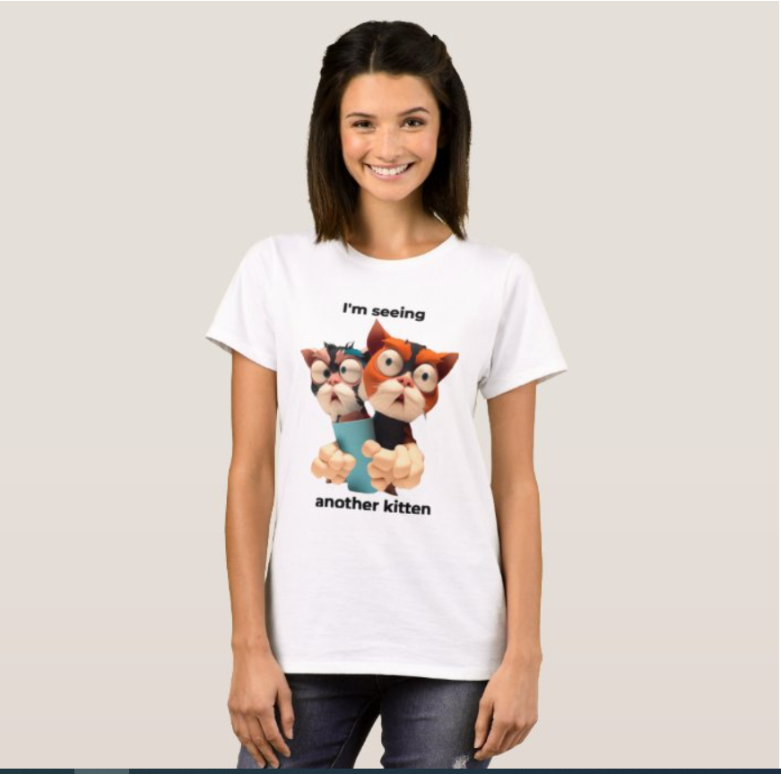 Camiseta Feminina Gatinho Zoiudo 100% Algodão Qualidade Premium