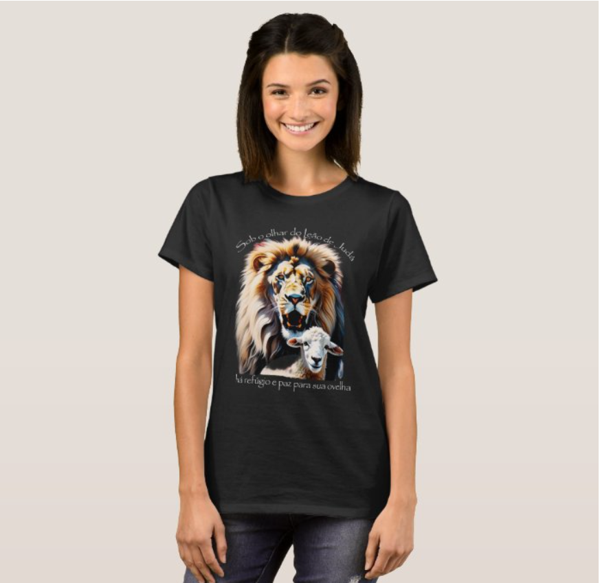 Camiseta e Femenina Leão da Tribo 100% Algodão Qualidade Premium