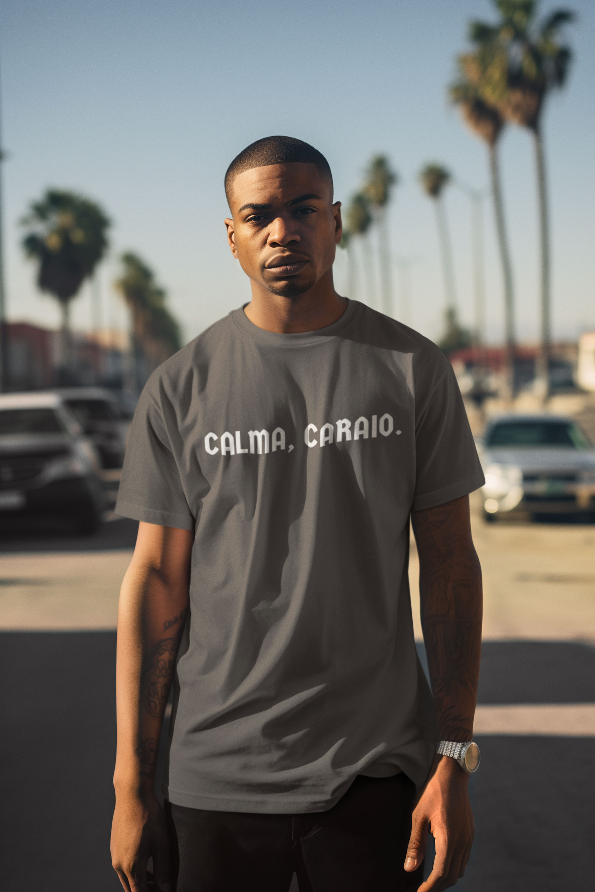 CAMISETA ESTONADA CALMA CARAIO