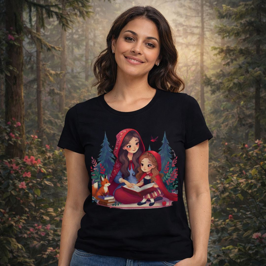 Camiseta Feminina Chapeuzinho  e Mãe