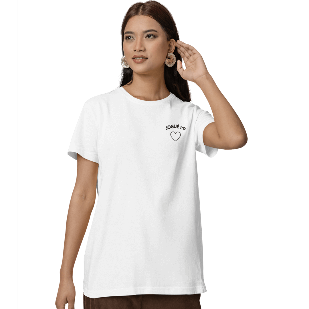 Camiseta Cristã Baby Long Prime - Josué 1:9 Coração