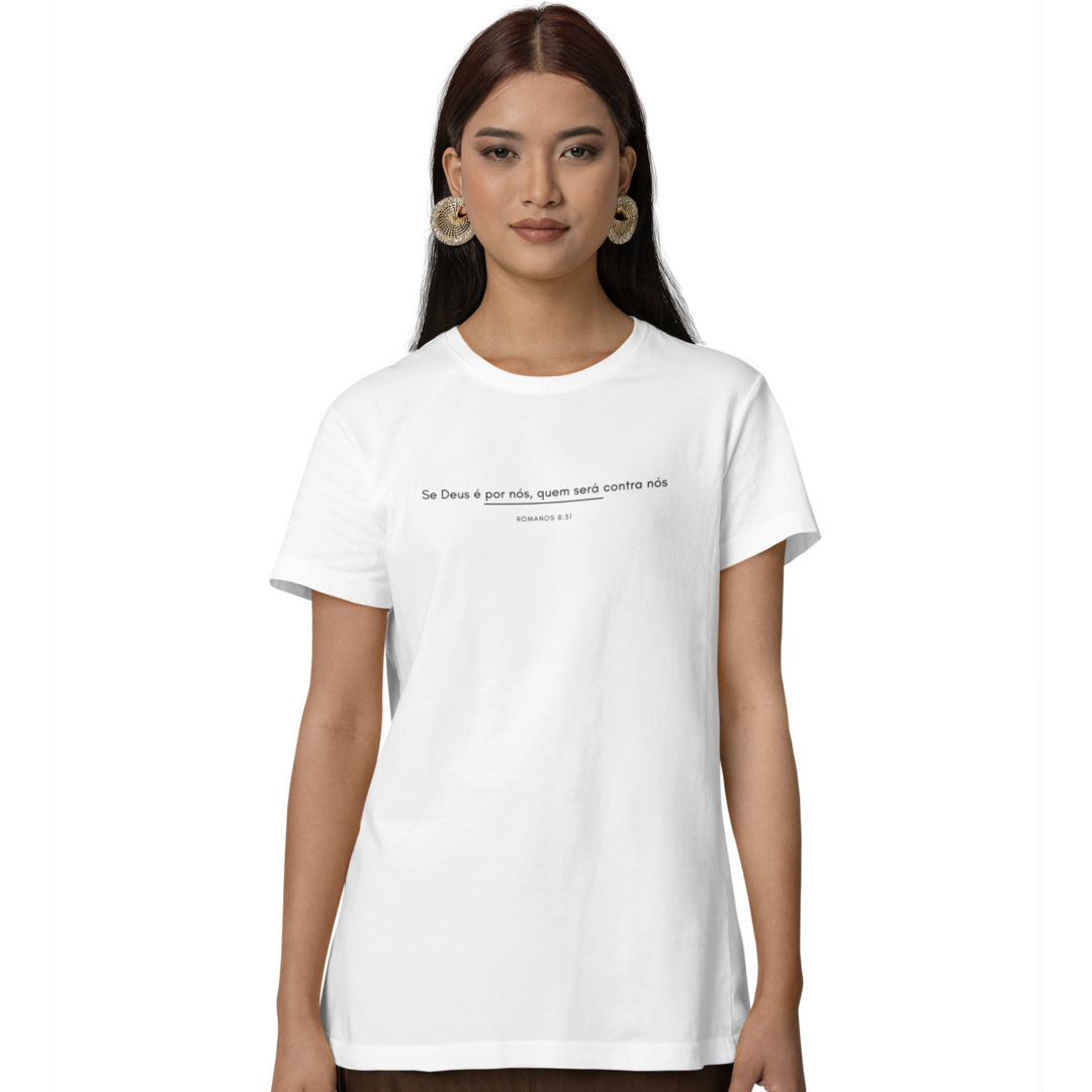 Camiseta Cristã Baby Long Prime - Romanos 8:31