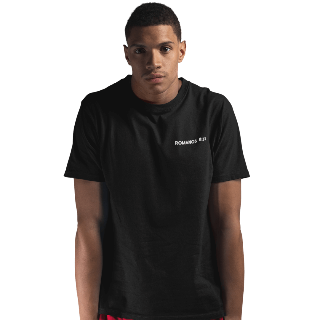 Camiseta Cristã Prime - Romanos 8:31 - Minimalista