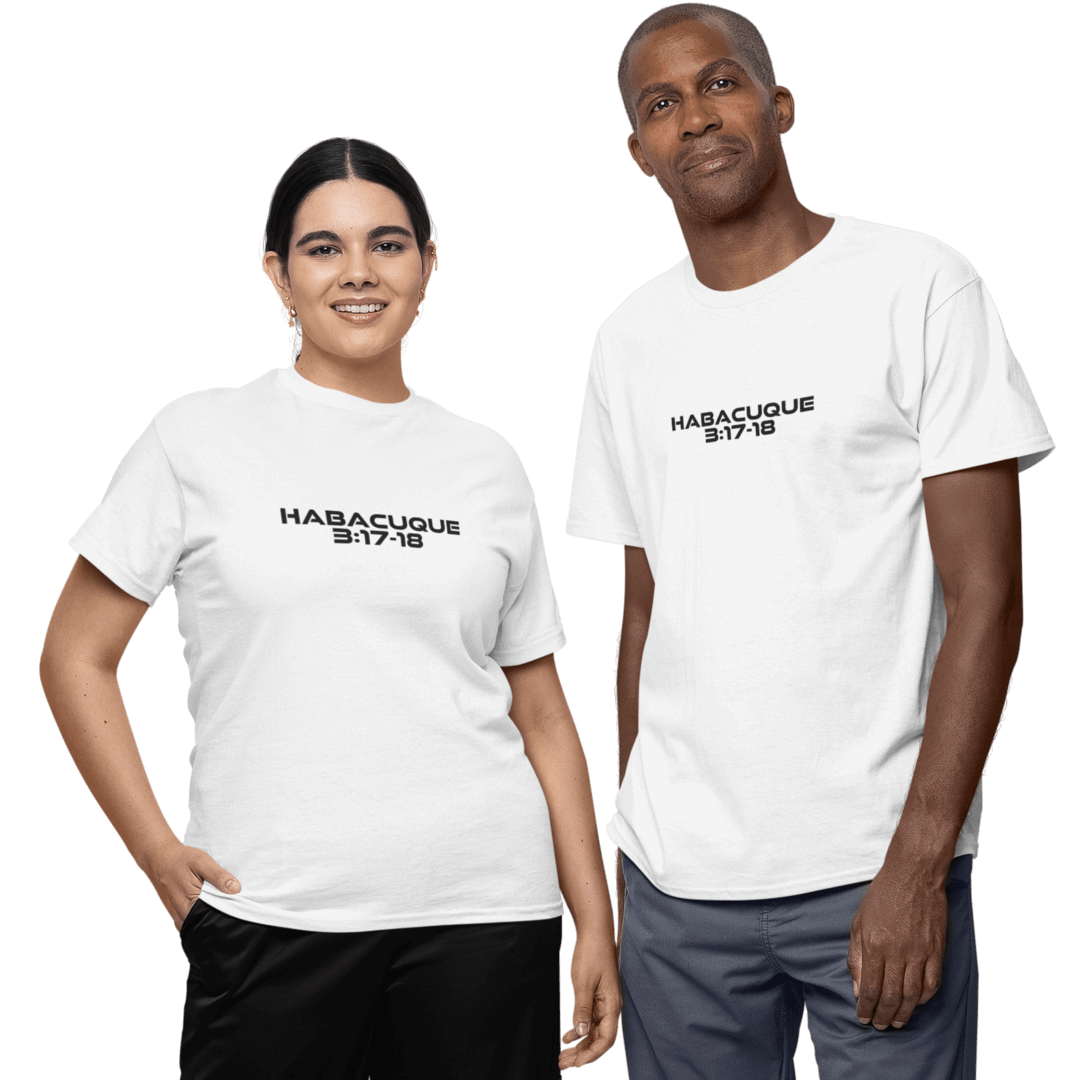 Nome do produto: Camiseta Cristã Prime - Habacuque 3:17-18 - Estampa Grande
