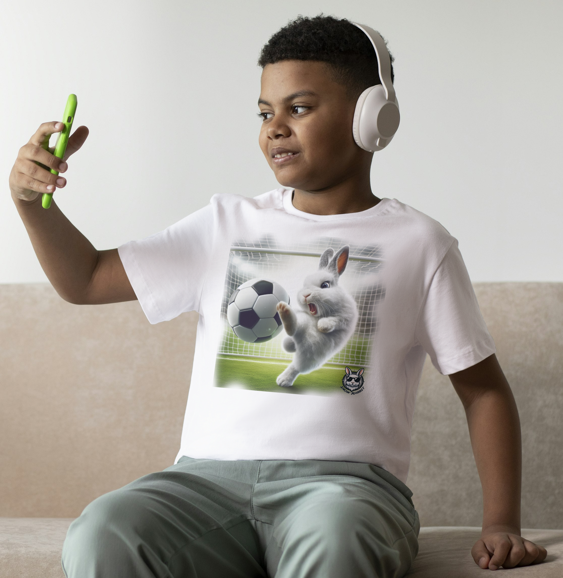 Snow Rabbit craque do futebol - Camiseta infantil 