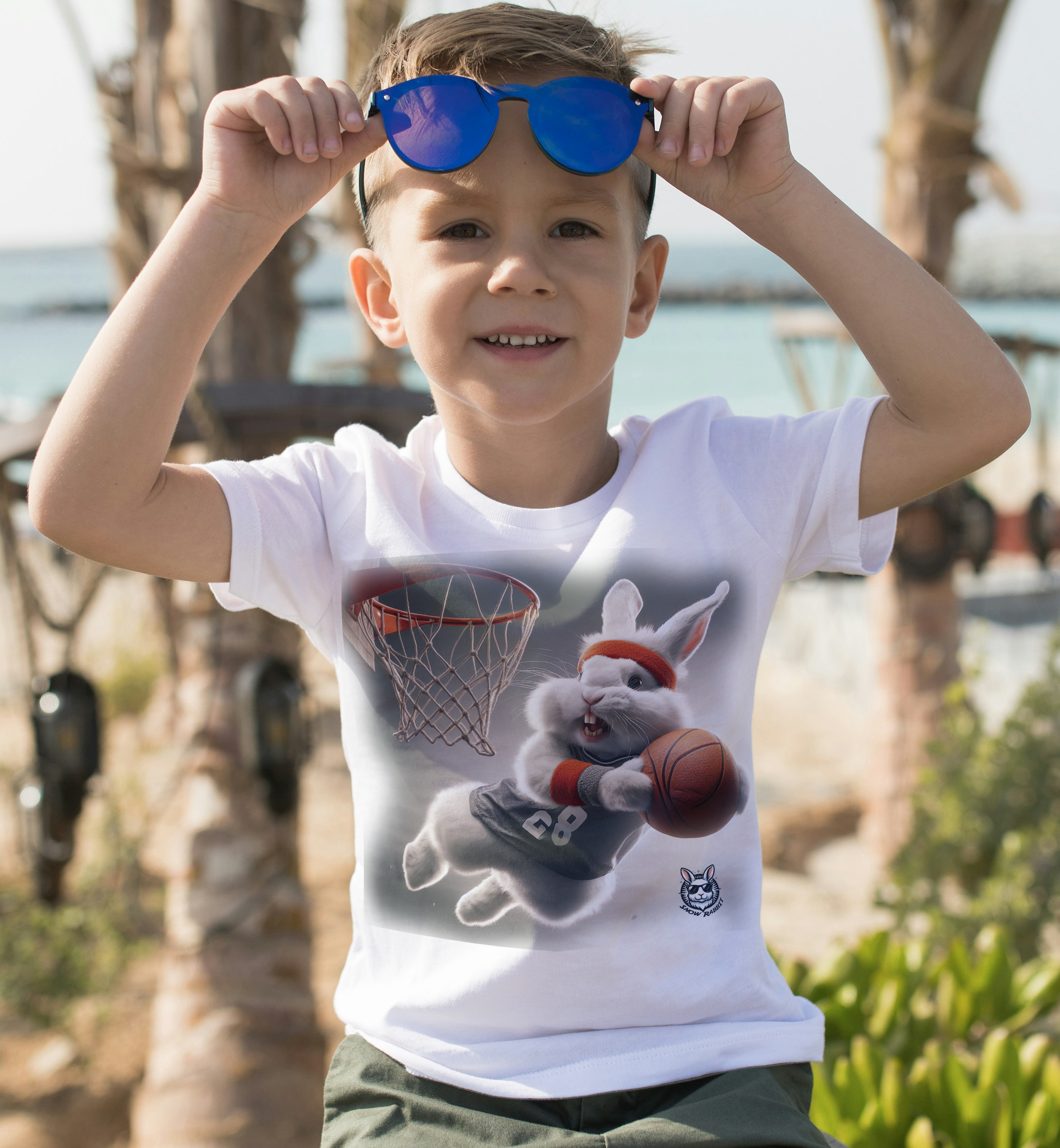 Snow Rabbit jogador de Basquete - Camiseta  infantil 