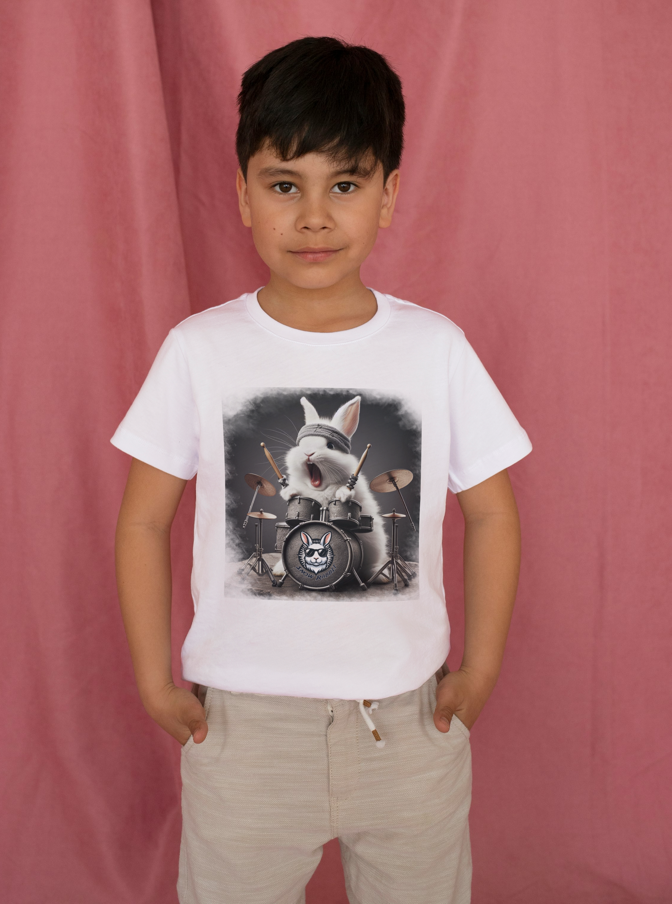 Snow Rabbit Baterista- Camiseta infantil