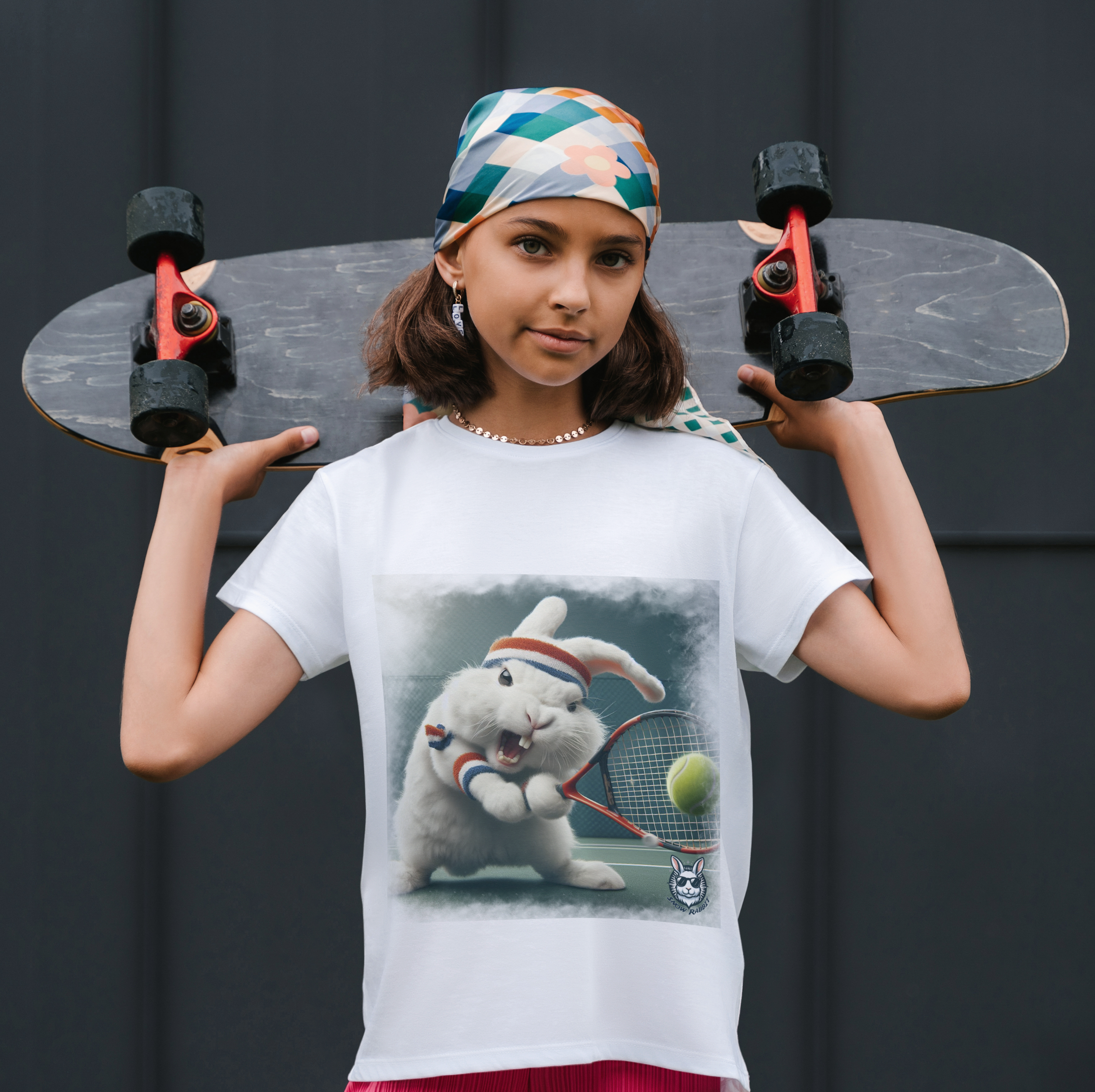 Snow Rabbit Tenista- Camiseta Clássica Infantil