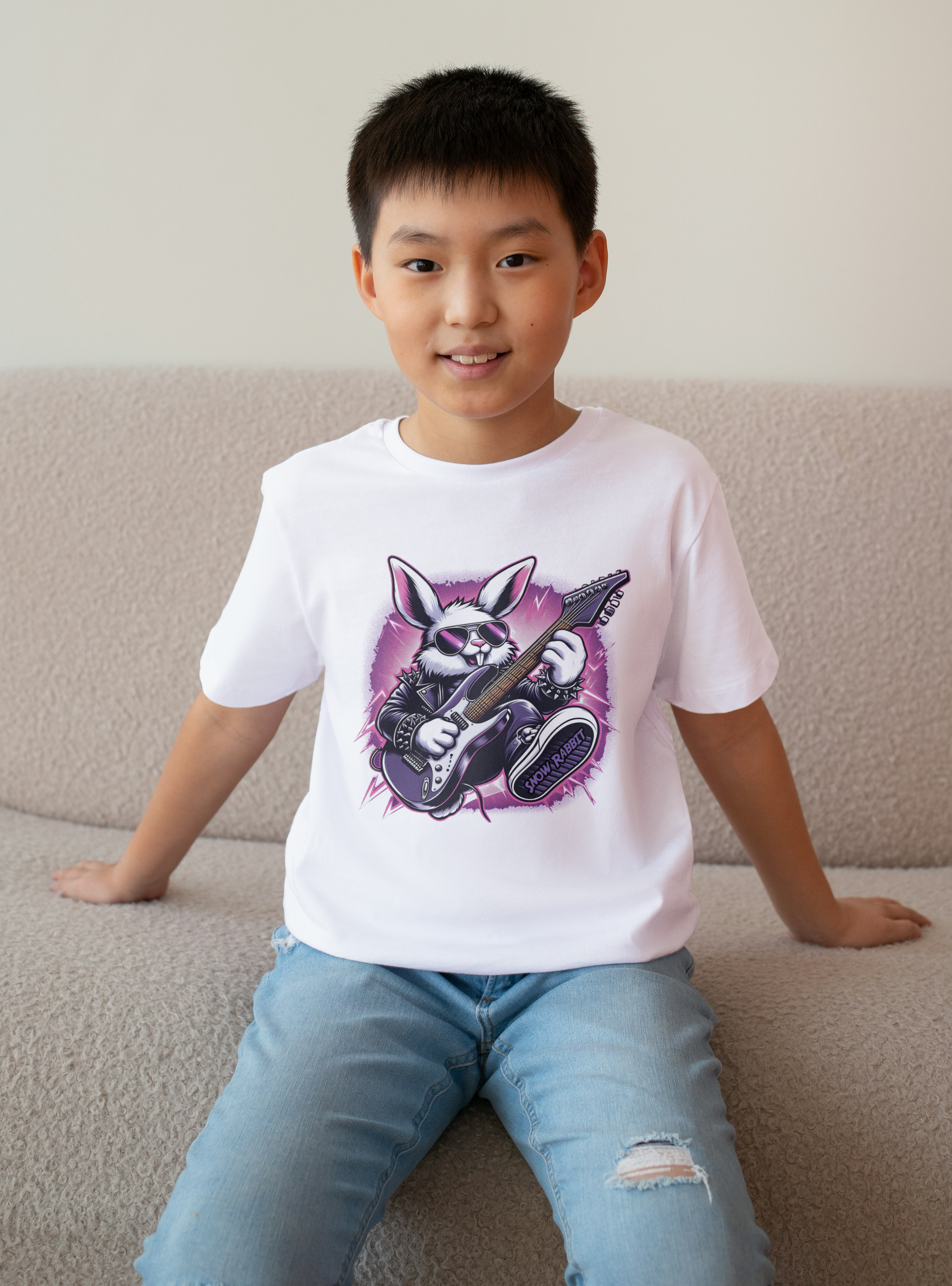 Snow Rabbit Guitarrista- CAMISETA INFANTIL CLÁSSICA