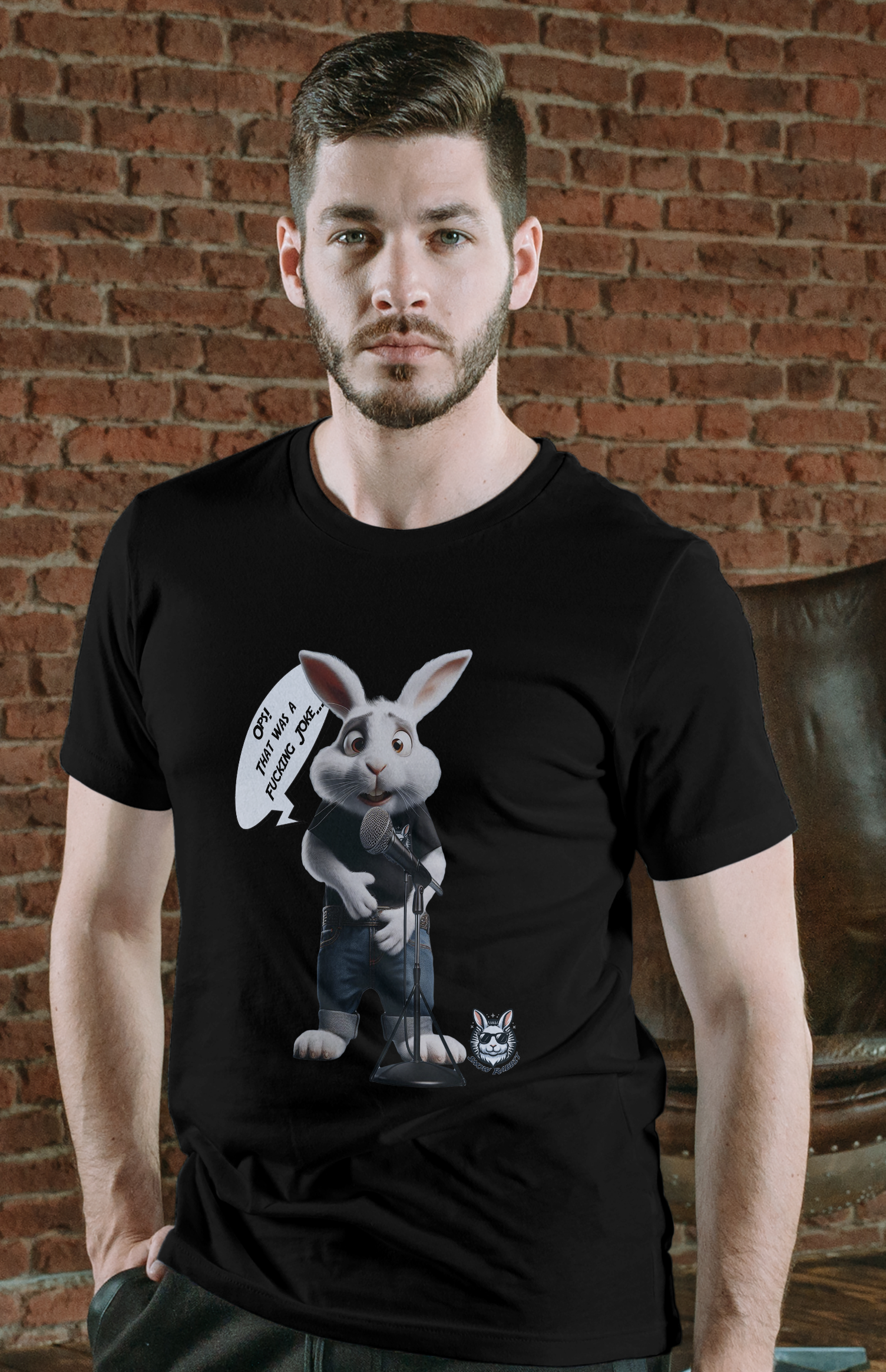 Snow Rabbit Humorista - Camiseta Clássica Adulto 