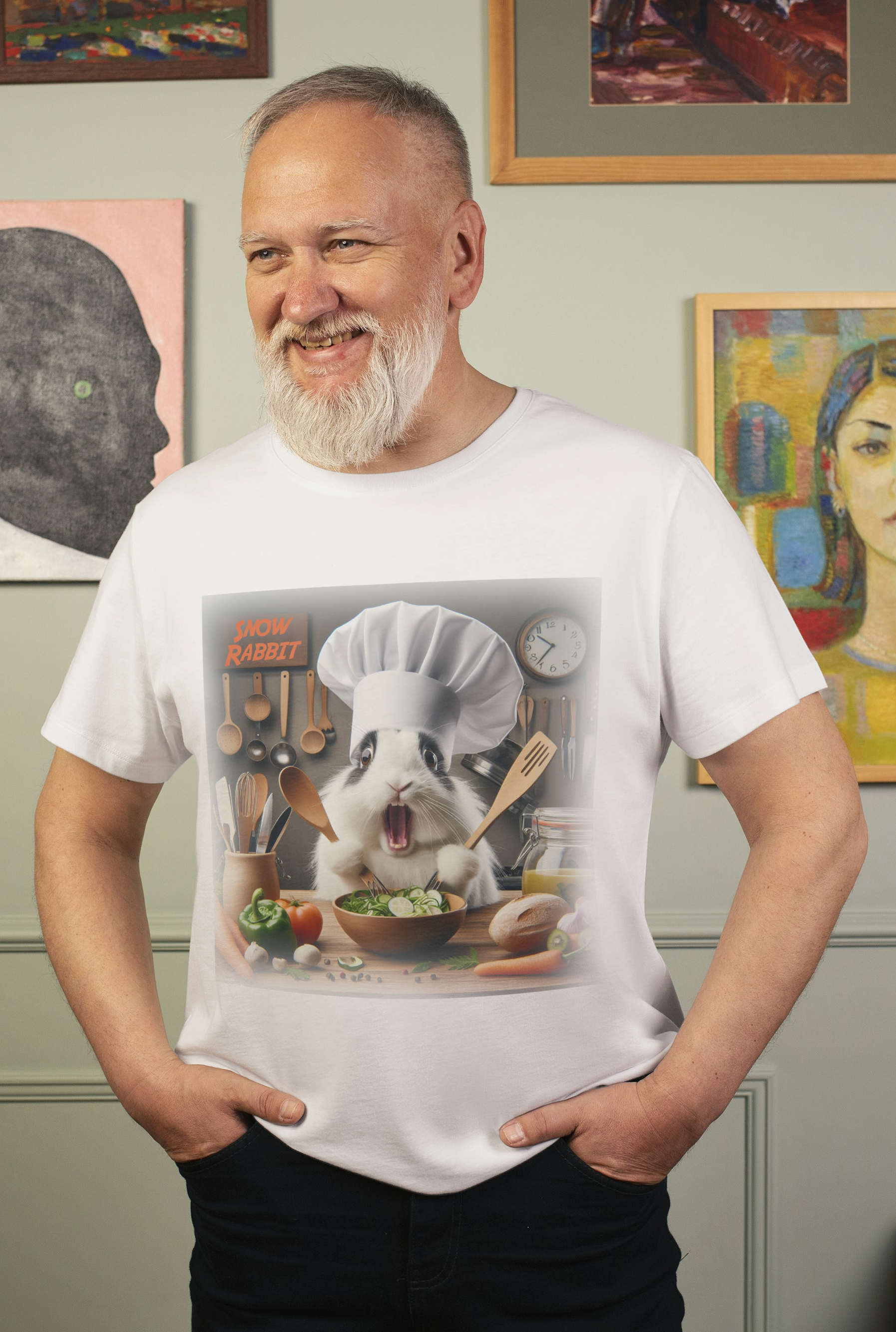 Snow Rabbit Chef de Cozinha - CAMISETA CLÁSSICA  Adulto 