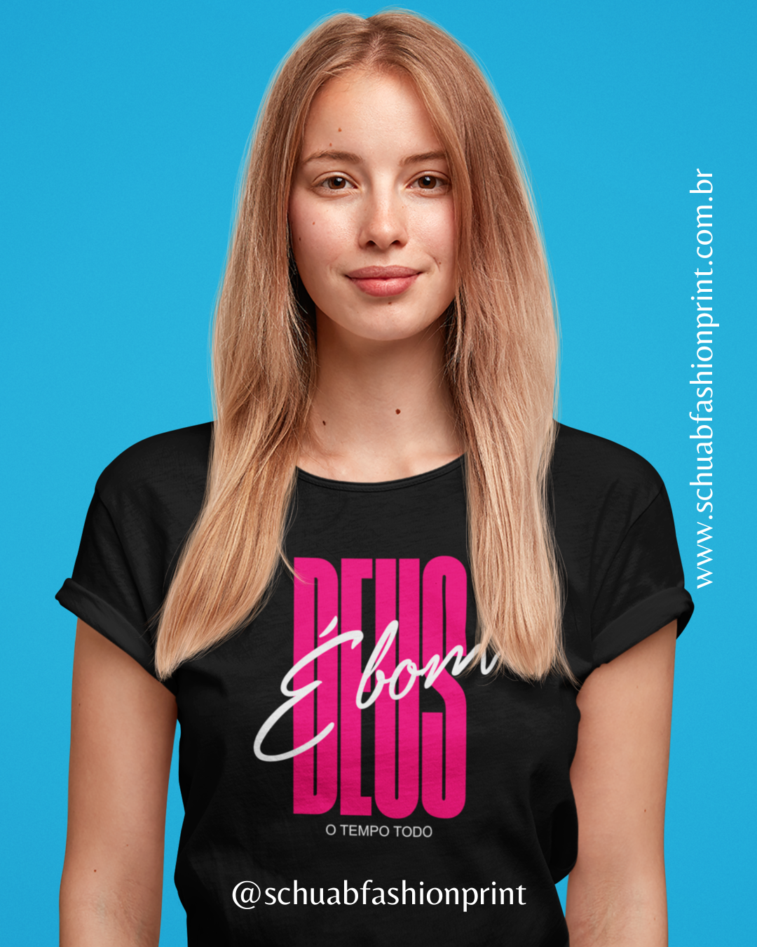 DEUS É BOM 02 - CAMISETA BABY LONG - LINHA QUALITY