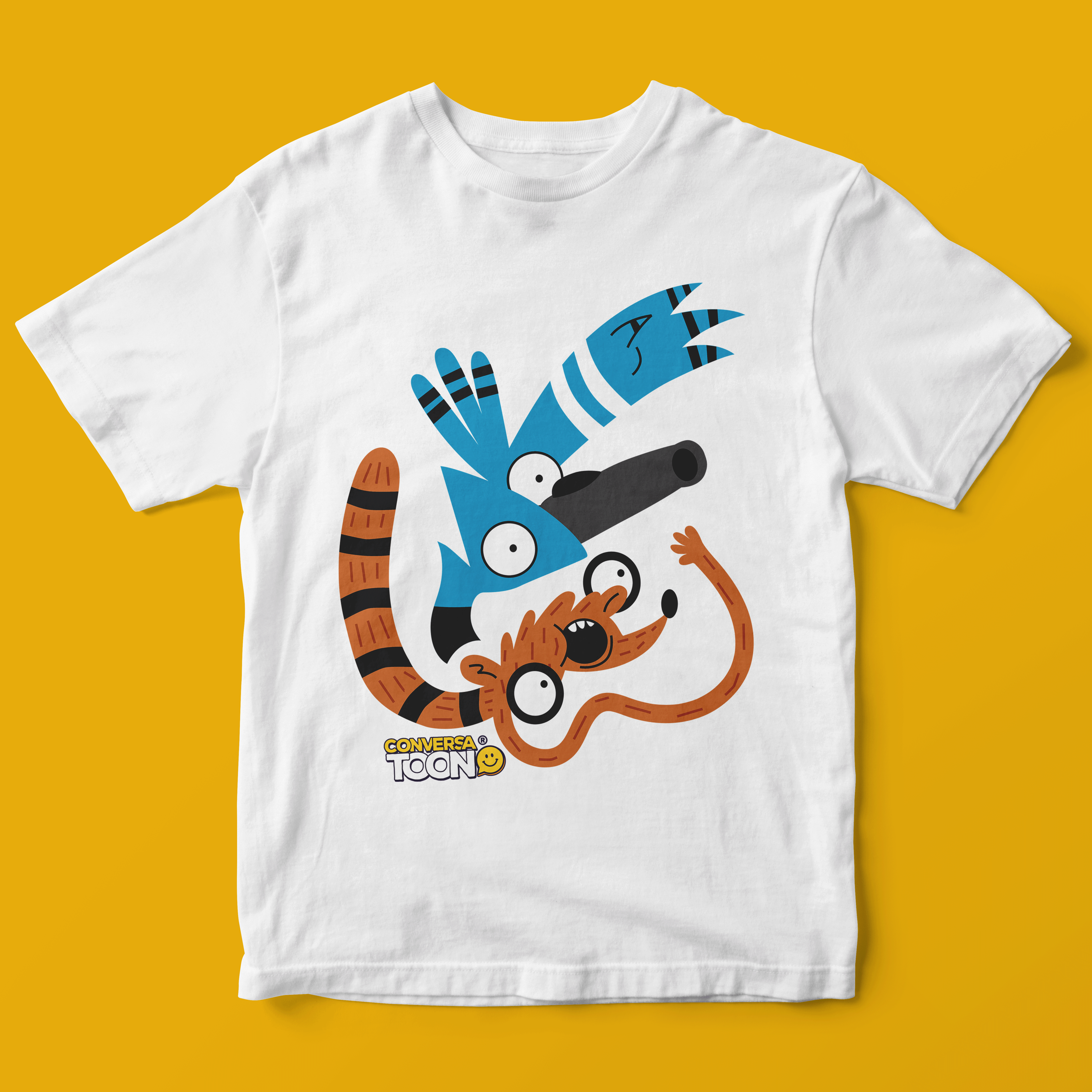 Camiseta Mordecai e Rigby Desconstruídos