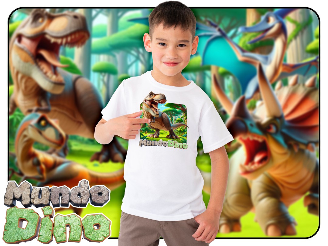 Camiseta Infantil MundoDino Tiranossauro Nº 10-14