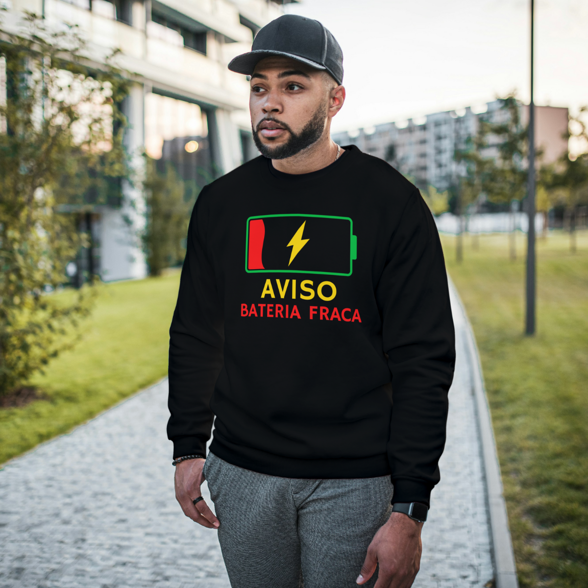 Moletom Fechado Aviso de Bateria Fraca